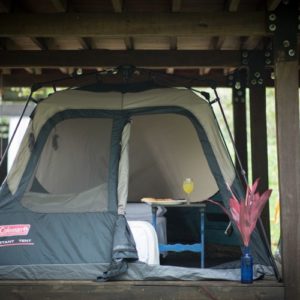 Private Walk-In Tent with Modern Double Mattress on the First Floor of the Dorms at The Panama Tropical Research Institute for Study Abroad and Research Internships